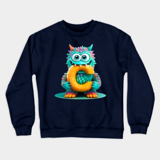 Adorable Kids Monster Alphabet Letter C Funny Back to School Crewneck Sweatshirt